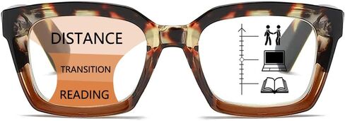 Near-range Workspace Progressive Reading Glasses for Women,Blue Light Blocking Readers Oversized Oprah Square style in Kuwait