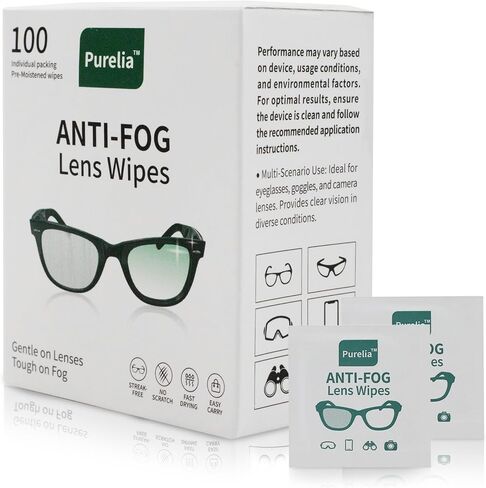 Anti-Fog Lens Wipes,100 Count, Quick-Clean Lens Cloths for Eyeglasses, Goggles, Screens, Portable Individually Wrapped Sheets, Pre-Moistened Cleaning Wipes for Eyeglasses in Saudi Arabia