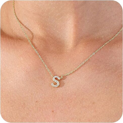 Initial Necklaces for Women, 14K Gold Plated Letter Necklace Dainty Gold Choker Necklaces for Women Trendy Name Necklace Personalized Gold Jewelry in Kuwait