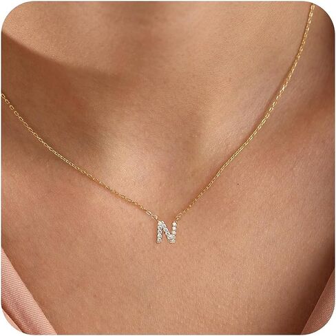 Initial Necklaces for Women, 14K Gold Plated Letter Necklace Dainty Gold Choker Necklaces for Women Trendy Name Necklace Personalized Gold Jewelry in Kuwait