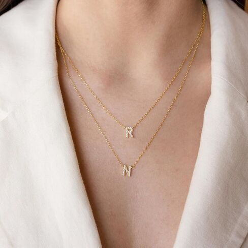 Initial Necklaces for Women, 14K Gold Plated Letter Necklace Dainty Gold Choker Necklaces for Women Trendy Name Necklace Personalized Gold Jewelry in Kuwait