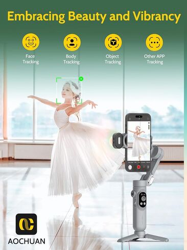 3-Axis Gimbal Stabilizer for iPhone & Android w/RGB Light, Handheld Phone Gimbal for Video Recording w/AI Tracking,1/4 Thread, Extendable Tripod, Padded Carry Bag(Smart X Complete Combo1) in Saudi Arabia