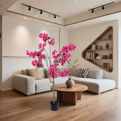 Bougainvillea شجرة اصطناعية لخارجية: 4 أقدام طويلة فوغانفيليا النبات مع الزهور في وعاء البلاستي in Kuwait