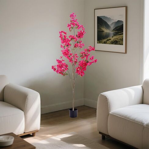 Bougainvillea شجرة اصطناعية لخارجية: 4 أقدام طويلة فوغانفيليا النبات مع الزهور في وعاء البلاستي in Kuwait