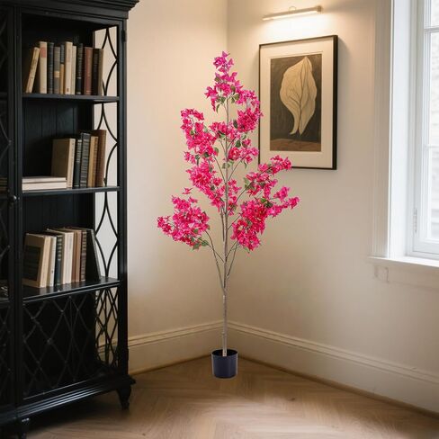 Bougainvillea شجرة اصطناعية لخارجية: 4 أقدام طويلة فوغانفيليا النبات مع الزهور في وعاء البلاستي in Kuwait