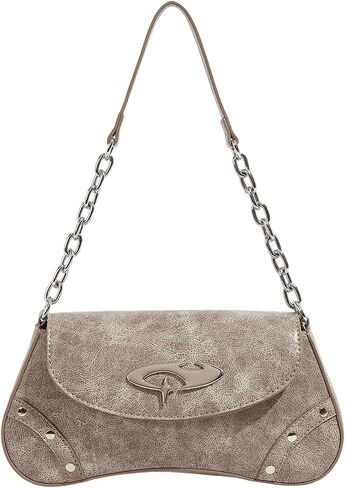 Verdusa Women's Punk Studded Flap Leather Bags Chain Top Handle Underarm Shoulder Bag in Saudi Arabia