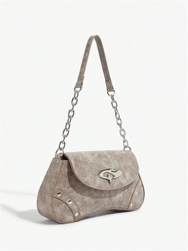 Verdusa Women's Punk Studded Flap Leather Bags Chain Top Handle Underarm Shoulder Bag in Saudi Arabia