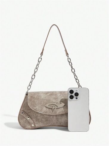 Verdusa Women's Punk Studded Flap Leather Bags Chain Top Handle Underarm Shoulder Bag in Saudi Arabia
