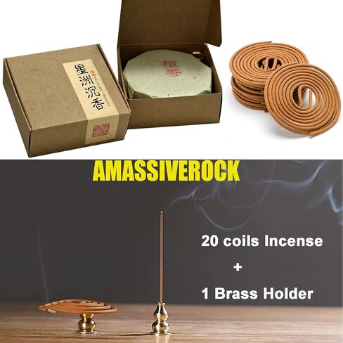Sandalwood Coils Incense (20 PCS) Spiral Incense Coil Incense Holder Burner, Natural Chinese Incense Coils Spiral Design for Long-Lasting Premium Incense Gifts Scent Aroma Fragrance in Kuwait