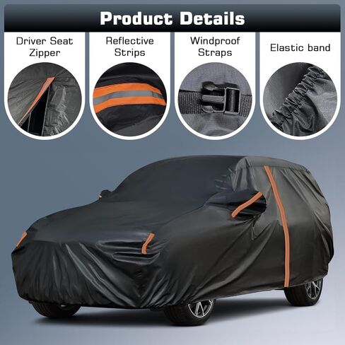 Waterproof SUV Car Cover Custom Fit for Buick Enclave 2008-2024, All Weather Outdoor SUV Car Covers with Zipper Door, Windproof Band and Reflective Strip for Snow Rain Dust Sun UV Protection in Saudi Arabia