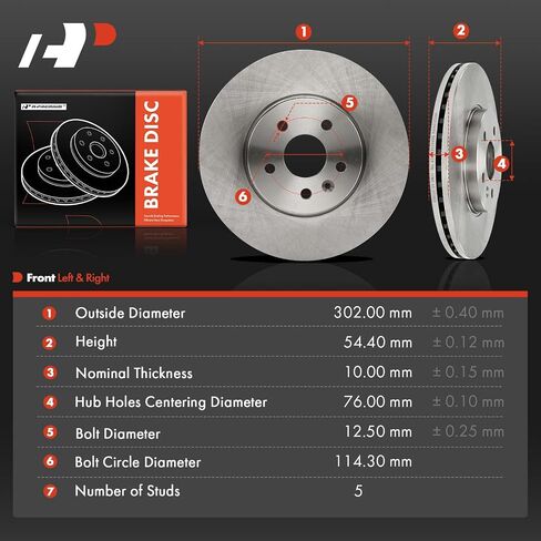 A-Premium 11.81 Inch (300mm) دوارات فرامل القرص الأمامية المتنفيرة المتوافقة مع طرز شيفروليه وبويك المختارة-Encore 2013-2021 ، Trax 2015-2022 ، 1.4L ، 2-PC Set in Saudi Arabia