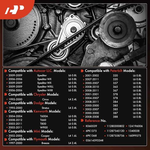 حزام محرك A -premium Serpentine Drive متوافق مع Mini و Chrysler و Dodge و AutoCar LLC. و Kenworth و Peterbilt & Plymouth Cars - Cooper ، Cirrus ، Stratus ، Xpeditor ، T600a ، 320 ، Breeze ، & More in Saudi Arabia