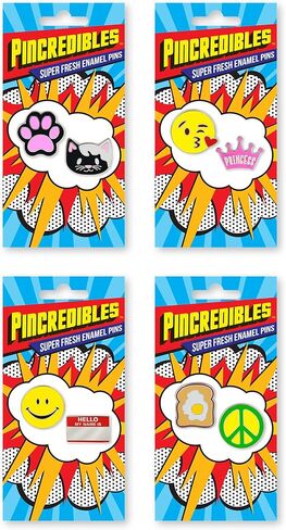 فقط من أجل الضحك Pincredibles دبابيس المينا 8 حزمة (Kitty ، Cat Paw ، Princess Crown ، وتفجير قبلة الرموز التعبيرية ، الوجه المبتسم ، مرحبًا ، اسمي Nametag ، علامة السلام ، البيض والخبز المحمص) in Kuwait