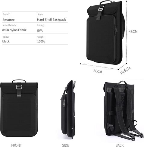 Smatree Upgrade Hard Travel Laptop Backpack for Asus rog Zephyrus G16 2025/2024/2023 ، Rog Zephyrus M16/ROG Flow X16 ، Galaxy Book5/4/3 Pro/Pro 360 ، Galaxy Book4 Edge/Book4 ultra in Saudi Arabia
