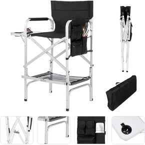 Tall Directors Chair, Folding Makeup Chair with Folding Tabletop Storage Bags for Makeup Artists to Keep Makeup Cases and Brushes, Oversized Portable Camping Chair for Outside Knee Protection in Kuwait