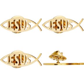 SUPERFINDINGS 4Pcs 304 Stainless Steel Lapel Pin Backs Jesus fish brooch Cartoon Fish Pin Christian Jewelry for Coat Shirt Suit Collar Accessories Gift in Saudi Arabia