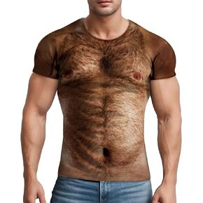 Fanient Hairy Chest for Mens T-Shirts Funny Graphics Crewneck Pattern Short Sleeve Tee Shirts in Kuwait