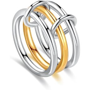 MQV اثنين من نغمة رابط حلقات متشابكة الحلقة الذهب الفضة الفضة Zirconia بيان حلقة المكدس الحد الأقصى للنساء عشاق الرجال in Kuwait