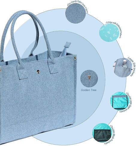 ESVAN Personalized Gifts Canvas Tote Linen Bags Handbags Top Zipper Closure Initial Retro Utility Tote in Kuwait