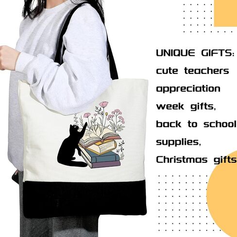 Cunno 2 Pcs Book Tote Bags Purse Set Book Lovers Gifts Canvas Tote Bags Librarian Bookish Birthday Gifts in Saudi Arabia