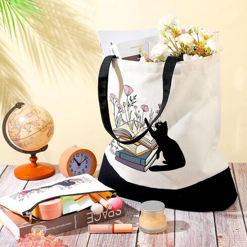 Cunno 2 Pcs Book Tote Bags Purse Set Book Lovers Gifts Canvas Tote Bags Librarian Bookish Birthday Gifts in Saudi Arabia
