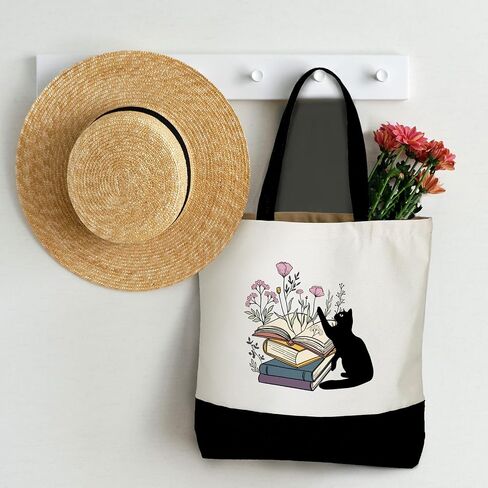 Cunno 2 Pcs Book Tote Bags Purse Set Book Lovers Gifts Canvas Tote Bags Librarian Bookish Birthday Gifts in Saudi Arabia