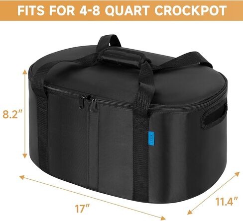 Portable Slow Cooker Travel Bag, Isulated Carrier Case Tote for 4-8 Quart Crock Carrier Compatible with Else Brands, Internal Mesh Net Holds Pot in Place, For Travel, Outdoor, Picnic in Kuwait