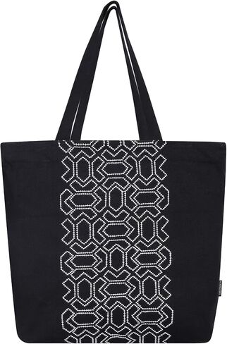 Canvas Big Zip Printed Handbag Tote, Cotton, Inner Pocket, Ecofriendly Bags for Women, Shopping Bag, Easy to Wash in Saudi Arabia
