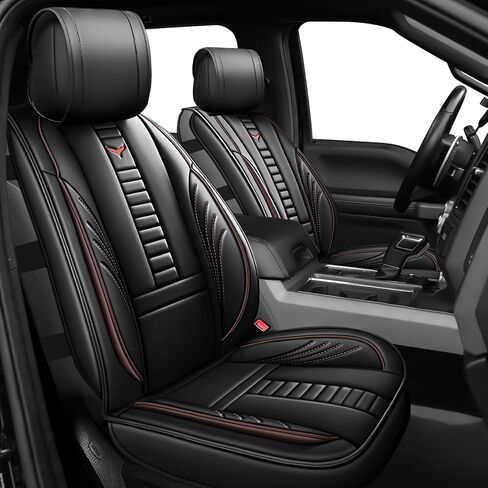 for Ford F-150 F150 F 150 Seat Cover 2011, Front and Rear Split Bench Seat Protectors Breathable & Soft Leather(Full Set/Black-Coffee) in Saudi Arabia