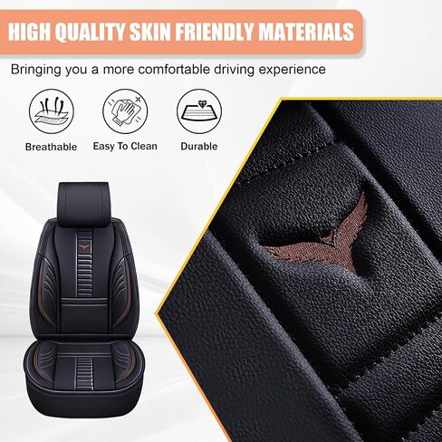 for Ford F-150 F150 F 150 Seat Cover 2011, Front and Rear Split Bench Seat Protectors Breathable & Soft Leather(Full Set/Black-Coffee) in Saudi Arabia