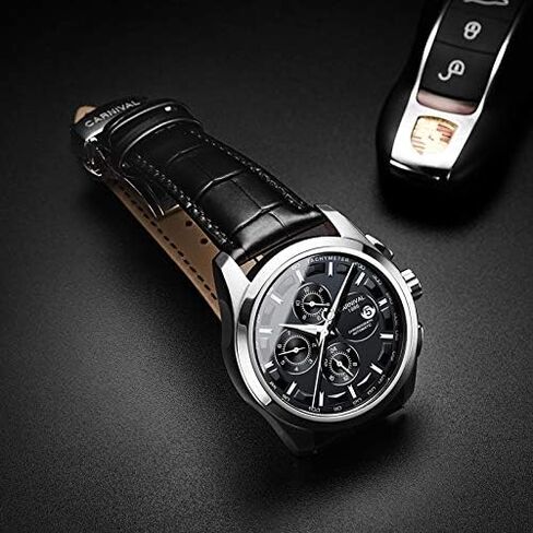 MASTOP Mens Switzerland Automatic Mechanical Watches Leather Men Waterproof Sapphire Watch in Saudi Arabia