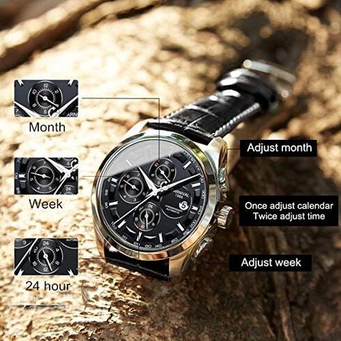 MASTOP Mens Switzerland Automatic Mechanical Watches Leather Men Waterproof Sapphire Watch in Saudi Arabia