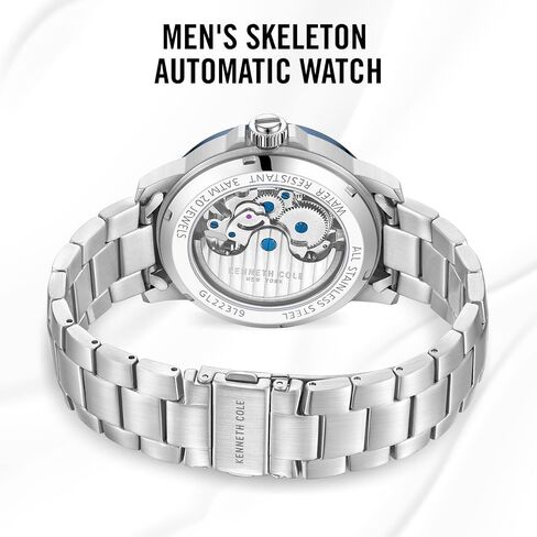 Watch Kenneth Cole New York Men's Watch - الفولاذ المقاوم للصدأ ، أوتوماتيكي ، ومقاوم للماء ، وأنيق ، ووتقة تمثيلية مع هيكل عظمي شفاف للرجال in Saudi Arabia