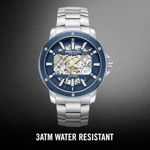 Watch Kenneth Cole New York Men's Watch - الفولاذ المقاوم للصدأ ، أوتوماتيكي ، ومقاوم للماء ، وأنيق ، ووتقة تمثيلية مع هيكل عظمي شفاف للرجال in Saudi Arabia
