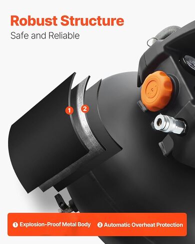 ضاغط الهواء 3 جالون ، 1/3hp 0.54cfm @ 90ppsi ضاغط هواء فطيرة محمولة و 100psi كحد أقصى ، خزان ضاغط خالٍ من الزيت لتضخم الإطارات ، الرسم الخشبي ، تسمير الخشب ، 120 فولت in Kuwait
