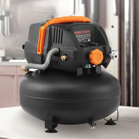 ضاغط الهواء 3 جالون ، 1/3hp 0.54cfm @ 90ppsi ضاغط هواء فطيرة محمولة و 100psi كحد أقصى ، خزان ضاغط خالٍ من الزيت لتضخم الإطارات ، الرسم الخشبي ، تسمير الخشب ، 120 فولت in Kuwait