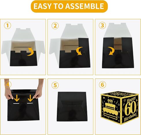 TONIFUL 4 Pcs 40th Birthday Decorations Balloon Boxes for Men Women,Fourty Years Old Cardboard Box Party Supplies,Black and Gold 40th Birthday Party Decoration in Saudi Arabia