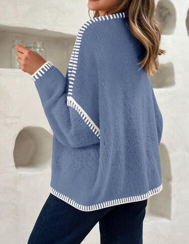 ZESICA Women's Tie Front Bow Cardigan Sweaters 2025 Casual Long Sleeve Knit Color Block Fall Winter Clothing Coats in Saudi Arabia