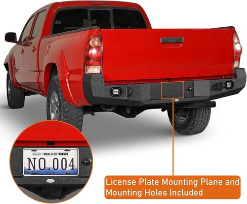 Hooke Road Tacoma Rear Steel Bumper w/LED Lights for Toyota Tacoma 2005 2006 2007 2009 2010 2011 2012 2013 2014 2015 2nd Gen Pickup Trucks in Saudi Arabia