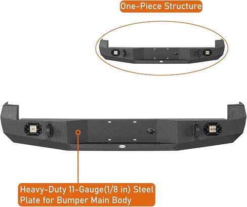 Hooke Road Tacoma Rear Steel Bumper w/LED Lights for Toyota Tacoma 2005 2006 2007 2009 2010 2011 2012 2013 2014 2015 2nd Gen Pickup Trucks in Saudi Arabia