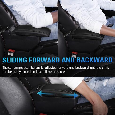 YJYWZH Double-Layer Armrest Box for Nissan Versa Almera 2020-2024 Car Center Storage Box Organizer Interior Hand Centre Consoles with 4 USB Port Cup Holder Black Accessories in Saudi Arabia