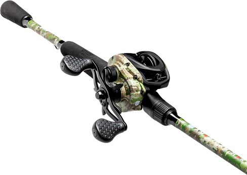 Lew's American Hero Camo Baitcast Reel and Fishing Rod Combo, IM7 Graphite Rod, 5+1 Bearings, 7.5:1 Gear Ratio, One-Piece Graphite Frame, Camo/Black in Kuwait