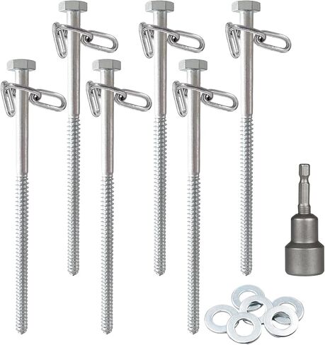 12pcs 3/8 x 12 inch Heavy Duty Tent Stakes Trampoline Anchors, Ground Anchors Screw in, Ground Anchors for Camping Tent, Carports, Canopies, Sheds, Swing Sets,12in Ground Anchors for High Winds in Kuwait