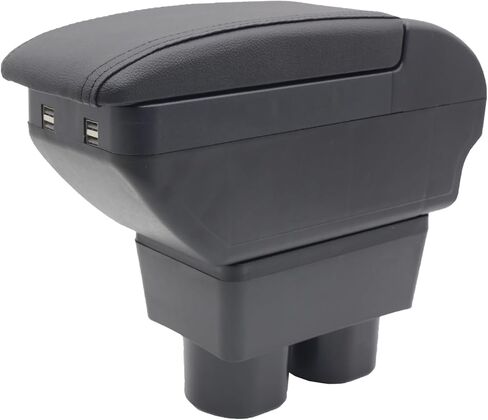 YJYWZH Double-Layer Armrest Box for Nissan Versa Almera 2020-2024 Car Center Storage Box Organizer Interior Hand Centre Consoles with 4 USB Port Cup Holder Black Accessories in Saudi Arabia