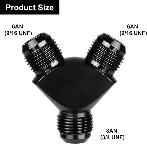 6AN Male Y Block Flare Splitter Fitting Adapter Union Aluminum Black in Kuwait