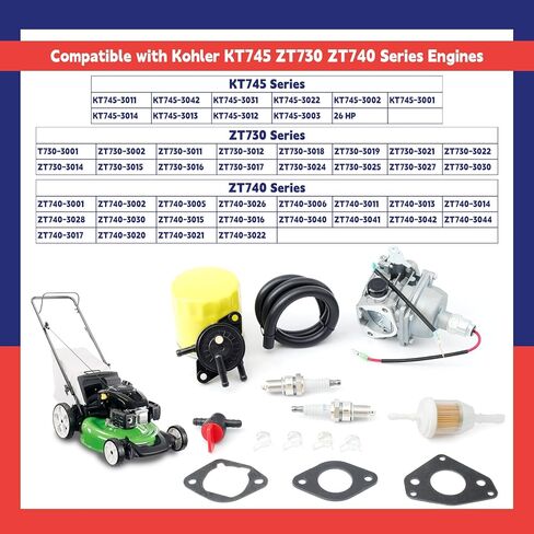 16-853-01-S Carbretor Kit استبدال Kohler KT745-3011 KT745-3042 ZT730 ZT740 استبدال 1685301S 16 853 01-S ، مع سدادة شرارة زيت المضخة الوقود in Saudi Arabia