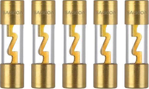 60A AGU FOSE 60 أمبير من الزجاج المطلي بالذهب المضمّن الصوتية للسيارة للسيارة Auto Stereo Amplifier Power Powerting 12V (حزمة 5 أجهزة كمبيوتر) in Kuwait