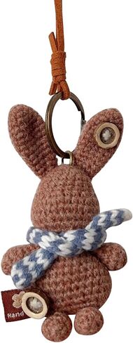 Handmade Crochet Bunny Car Mirror Charms Cartoon Funny Plush Keychain Backpack Wallet Charm New Car Gift in Saudi Arabia