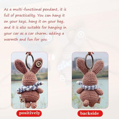 Handmade Crochet Bunny Car Mirror Charms Cartoon Funny Plush Keychain Backpack Wallet Charm New Car Gift in Saudi Arabia