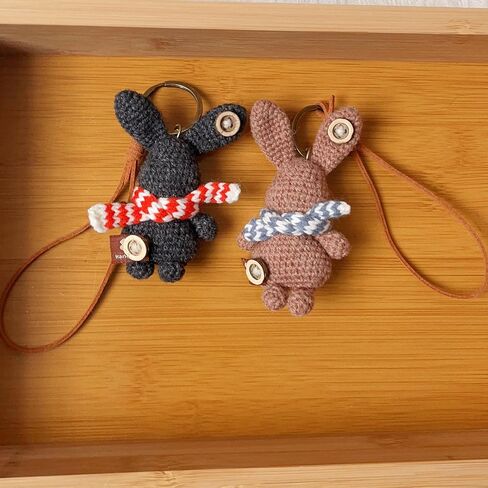 Handmade Crochet Bunny Car Mirror Charms Cartoon Funny Plush Keychain Backpack Wallet Charm New Car Gift in Saudi Arabia